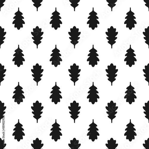 Oak Tree Leaf Alternating Seamless Pattern