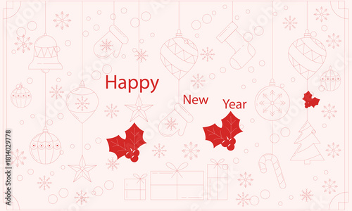 Hand drawn chalk vintage new year set. Whimsical Christmas dinner table decor candles, charcuterie, wine or champagne. Retro vintage ink holiday menu elements. La dolce vita vector illustration