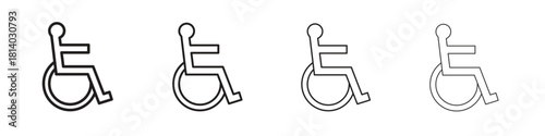 Wheelchair icon set. editable stroke eps 10 vector illustration.