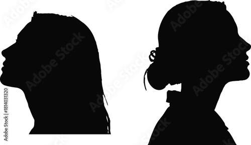 Profile Silhouettes of Two Women Facing Each Other