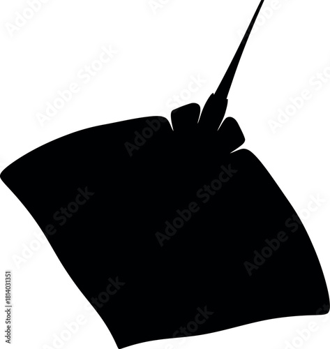 Black silhouette stingray ocean marine life