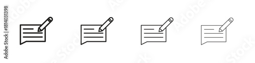 Write comment icon set. editable stroke eps 10 vector illustration.