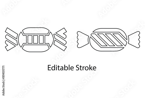 candy icon vector editable stroke set, candy symbol vector line art illustration