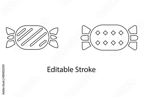 candy icon vector editable stroke set, candy symbol vector line art illustration