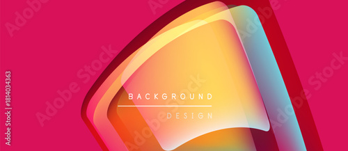 Abstract vibrant design. Layered shapes create dynamic visual effect. Warm colors dominate, contrasted by cool hues. Modern aesthetic.