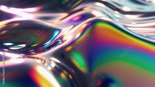 Iridescent Abstract Motion Scene Holographic Liquid Motion Background with Iridescent Color Reflections — Futuristic Holographic Liquid Motion Background in 4K Ultra HD