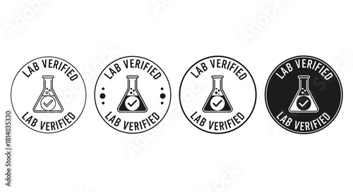 Lab Verified Badges Set for Quality Assurance in Scientific Research and Development: Authentic Testing, Experiment Validation, and Analysis for Healthcare, Pharmaceutical, and Biotech Industries; Pre