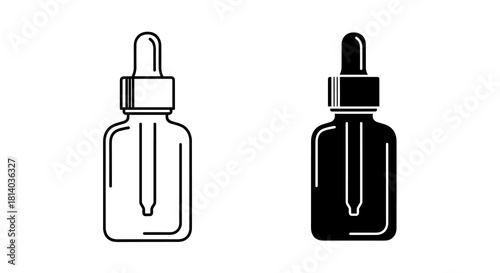 Essential Oil Dropper Bottle Set for Aromatherapy or Skin Care Product Presentation on White Backdrop, Promoting Wellness & Holistic Health with Modern Minimalist Aesthetic for Marketing or Website, B