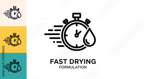 Fast Drying Formulation Icon Demonstrating Quick Action in a Modern Design, Ideal for Product Development, Marketing, and Presentation Materials. Perfect for Industries Requiring Speed, Efficiency, an