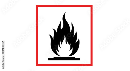 Flammable Substance Hazard Warning Symbol Isolated on White, Indicating Potential Danger for Chemical Products & Industrial Materials Requiring Safety Procedures & Caution. Fire Risk, Hazardous Goods