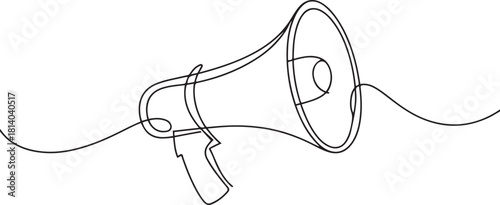 illustration of a megaphone. Continuous line drawing. one line Icon drawing with white background