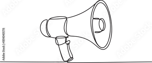 illustration of a megaphone. Continuous line drawing. one line Icon drawing with white background