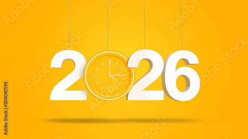 Bold modern graphic illustration of the year 2026 with thick impactful numerals in a minimalist style