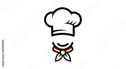 Chef Icon Concept: Professional Cook with Neck Scarf and Chef's Hat Presenting Culinary Expertise in a Restaurant Setting, Representing Gastronomy and Food Service; Ideal for Website Design, Menu Grap