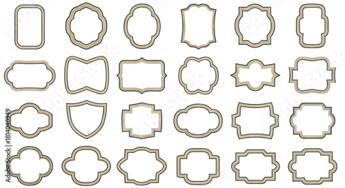 Set of Ornate Decorative Frames for Branding and Design Projects: Elegant borders for invitations, labels, and logos in business, fashion, and lifestyle contexts. Vintage Inspired shapes offer a class