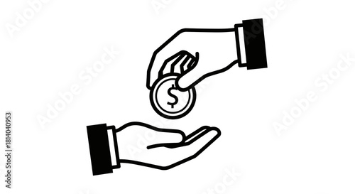 Financial Transaction: Giving and Receiving Money, Donation or Payment in Business Setting, Investment for Future, Charity Contribution Illustration, Banking and Finance in Modern Economy (199/200)