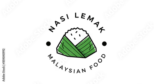 Delicious Nasi Lemak Illustration in Malaysia: A Traditional Malaysian Food Icon for Menu Design, Branding, and Cultural Marketing Campaigns. Celebrating Malaysian Cuisine with Iconic Graphic, Perfect