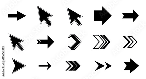 Diverse Collection of Black and White Arrows for Navigation and Graphic Design Purposes