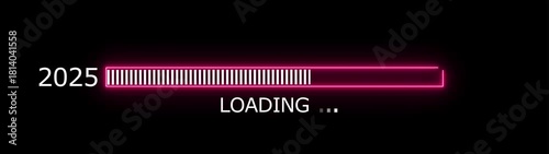 Neon loading bar progress from 2025 to 2026 yew year concept animation background.