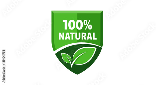 100% Natural Product Label Showcasing Eco-Friendly Practices for Sustainable Living in Green and White, Promoting Organic Food Production and Healthy Lifestyle Choices for Conscious Consumers in Marke