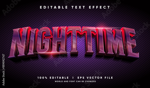 night time 3d vector text effect with modern style