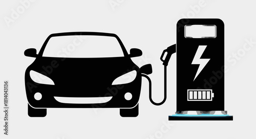Electric Vehicle Charging at Station: Eco-Friendly Car Refueling with Renewable Energy, Modern Transportation Solution for Sustainability and Green Mobility, Environmentally Conscious Icon for Present