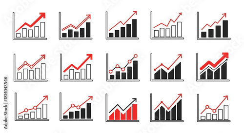 Financial Growth Charts Visualizing Business Success, Presenting Positive Trends & Market Development, Demonstrating Progress in Modern Corporate Strategy & Investment, Ideal for Marketing Presentatio
