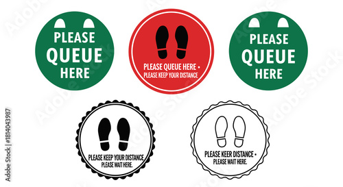 Social Distancing Floor Decals: Safety Protocol Signage for Queue Management in Retail, Business, & Healthcare Environments, Providing Clear Instructions for Customers and Staff During Pandemic, Crisi