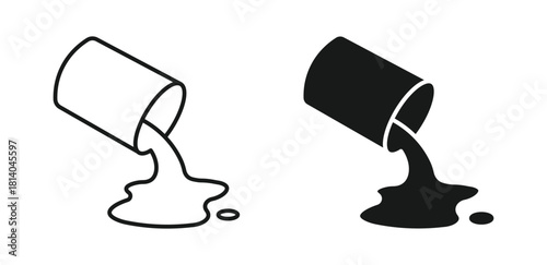 Spilled  icon set in outline and silhouette style, representing liquid spill or mess, vector illustration.