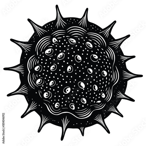 A detailed vector of a sebaceous gland, illustrating skin anatomy and oil production.