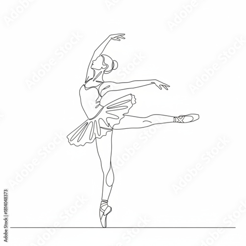 Graceful Ballerina in Motion: A beautiful ballerina showcases fluid movement and balance in an elegant pose, a testament to the dedication, practice, and artistry inherent in this captivating form.
