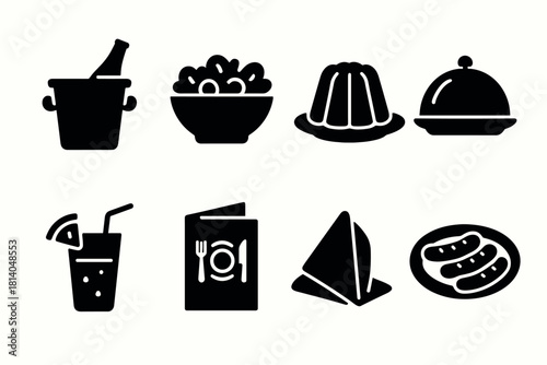 Silhouette dining icons food, drink, and tableware