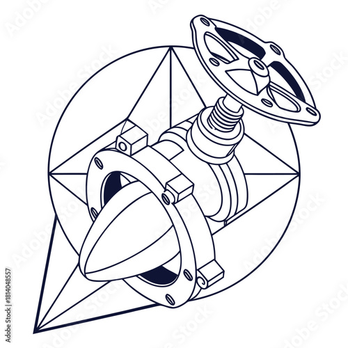 A geometric vector of a heart valve, illustrating cardiovascular function and clean anatomical design.