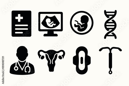 Healthcare icons pregnancy, fertility, and medical elements