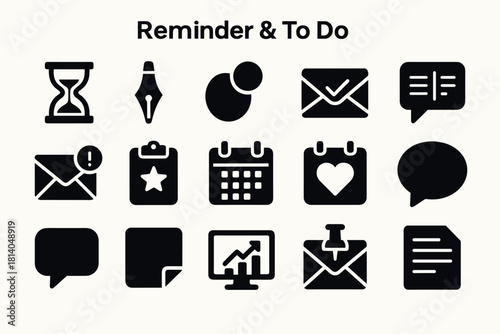 Minimalist icons for productivity calendar, email, chat, and task management