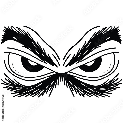 A high-contrast vector of a furrowed brow, capturing the expression of concentration, worry, or disapproval.