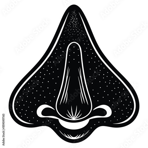 A minimalist flat vector of a closed nostril, illustrating part of the nose or a breathing action.