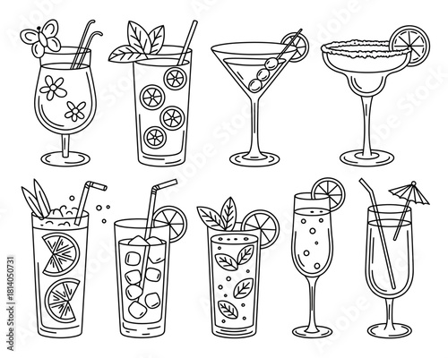 set of different drinks