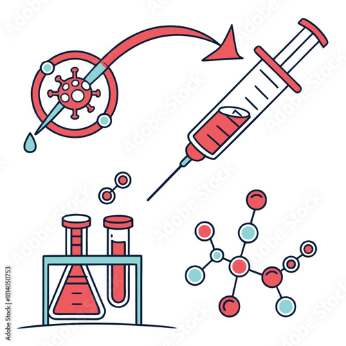 A pop art vector of insulin production, illustrating this hormonal process in a vibrant, stylized, and conceptual way.
