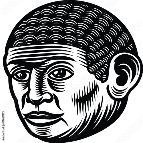 A simple outline vector of a head nodding, symbolizing agreement, affirmation, or yes gesture.