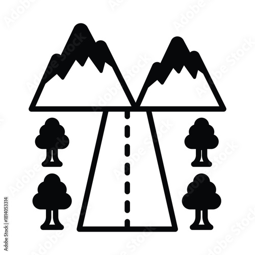 Hill Road Vector icon which can easily modify or edit