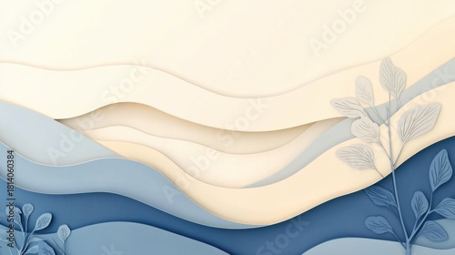 Fototapeta Naklejka Na Ścianę i Meble -  abstract blue background, paper, paper cutout, wave, vector, illustration, water, pattern, banner, color, art, curve, background, texture, web, wallpaper