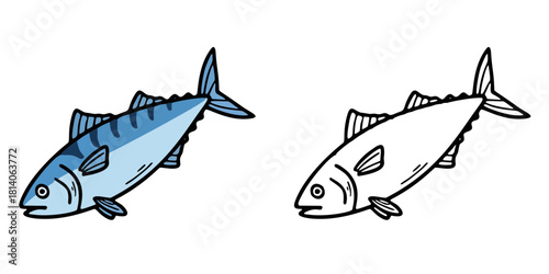 シンプルな魚のアイコンイラスト