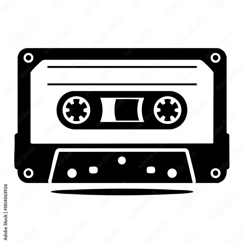 Fototapeta premium minimalist cassette tape icon with sharp geometry and clean edges