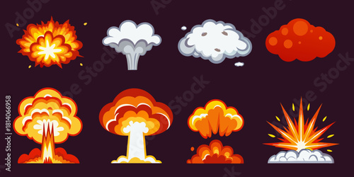 Collection of cartoon explosion and smoke effects