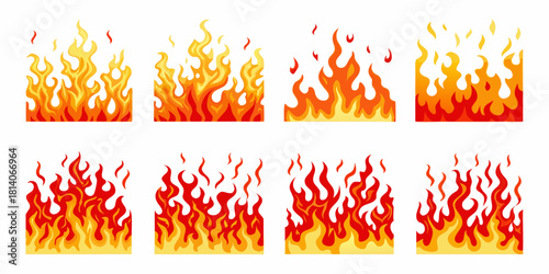 Collection of stylized fire flame illustrations