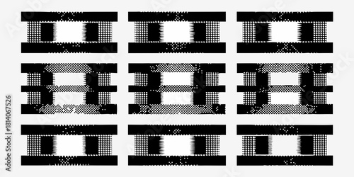 Abstract geometric pattern with varying halftone dots and jagged edges