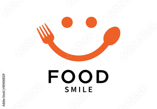 Delightful food smiling cutlery design, a cheerful culinary logo for happy eating experiences