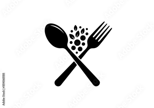 Elegant Utensil Logo Design Symbolizing Healthy Freshness and Culinary Nutrition Concept