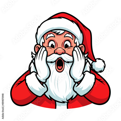 Vintage Santa Claus Cartoon Illustration with Shocked Expression
